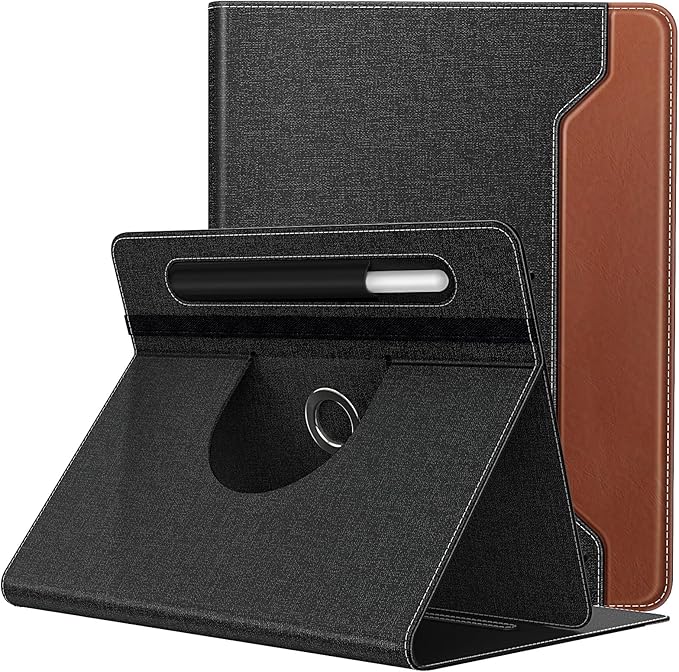 TiMOVO Universal Case for 9-11 Inch Tablet, 360 Degree Rotating Stand Protective Cover with Pen Pocket for 9 10 10.1 Inch Android Touchscreen Tablet, Black Brown