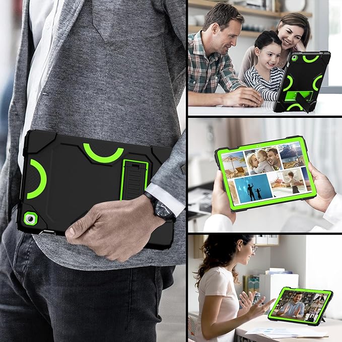 Case for Samsung Galaxy Tab A9+ 11 Inch 2023 Model (X210/X216/X218), Heavy Duty Shockproof Rugged Protective Case for Galaxy Tab A9 Plus Tablet (Black+Green+Black)