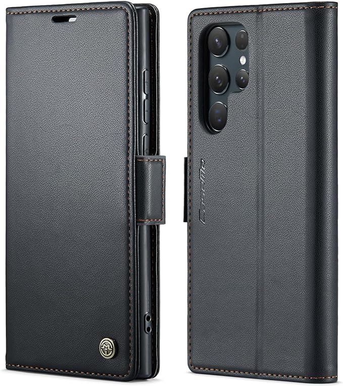 SINIANL Samsung Galaxy S24 Ultra Wallet Case with RFID Blocking, Samsung S24 Ultra Case Wallet for Women Men Card Holder Magnetic Clasp Kickstand Leather Book Folio Case for Galaxy S24 Ultra Black