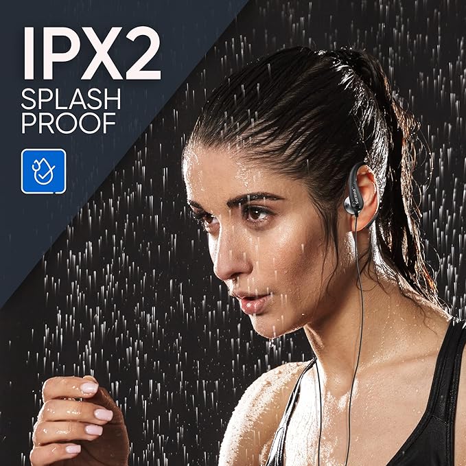 PHILIPS Over The Ear Earbuds, Flexible Wrap Around Earbuds, Around Ear Headphones with Mic Behind The Ear Headphones, Perfect for Sports, Running, Exercise, Gym (Black)