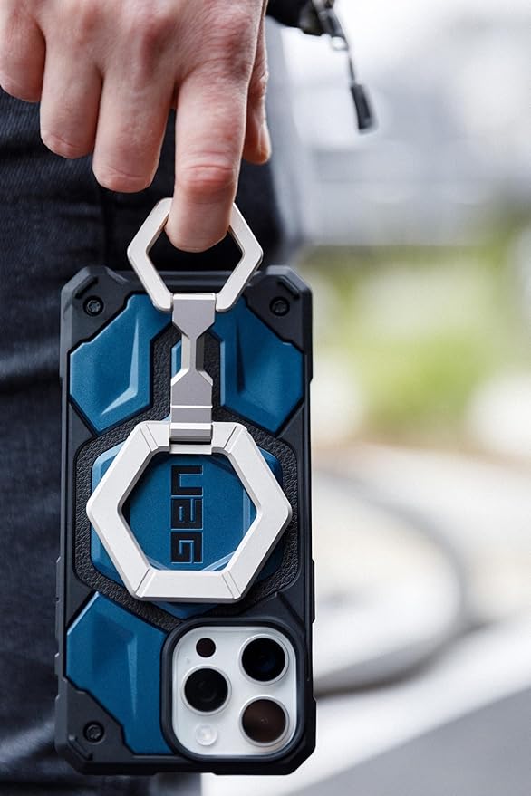 URBAN ARMOR GEAR UAG Magnetic Ring Stand Compatible with MagSafe Magnet, Removable Metal Finger Ring Grip 360 Rotation Adjustable Kickstand for iPhone 17, Galaxy S25, Mallard/Bright Blue
