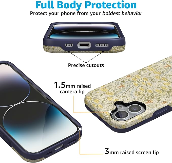 Casely iPhone 17 Case | Boho Blooms | Golden Floral | Compatible with MagSafe | Bold Protective Design