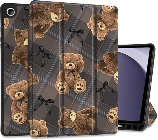 MEEgoodo Case for Samsung Galaxy Tab A9 Plus 11 inch Cover 2024 2023 with S Pen Holder, A9+ Smart Tablet Cases with Leather Trifold Stand+Soft TPU Back Shell+Smart Auto Wake/Sleep, Cute Little Bear