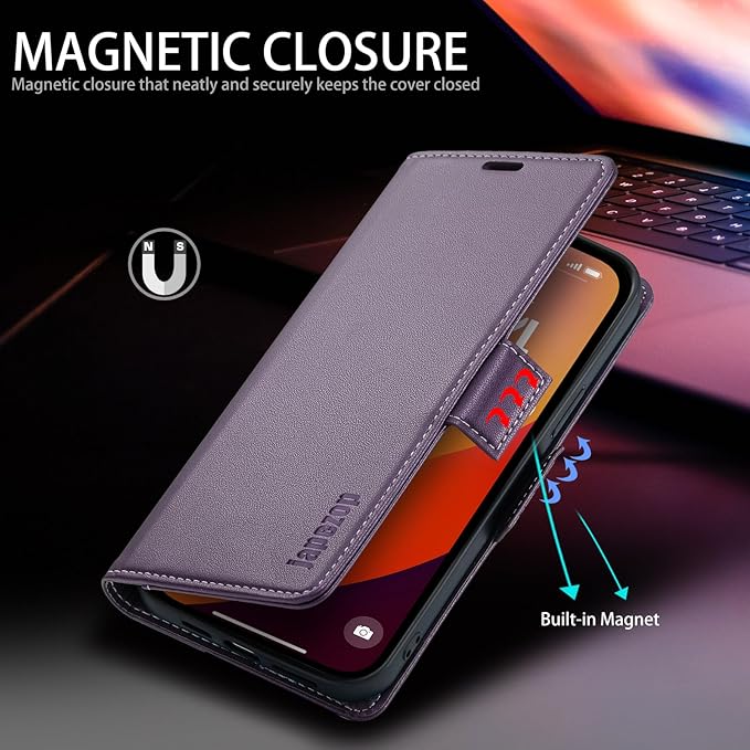 japezop iPhone 15 Plus 5G Wallet Case with [RFID Blocking],Card Holder Kickstand Magnetic,Leather Flip Case Wallet for iPhone 15 Plus 5G 6.7 Inch (Fashion Purple)