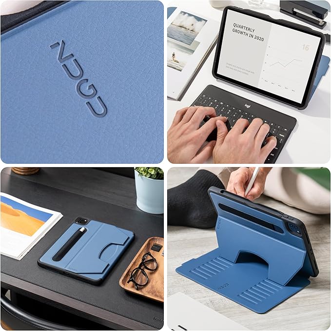 ZUGU Case iPad Pro 11 Inch Case, 1st/2nd/3rd/4th Generation 2018/2020/2021/2022, Slim Protective Cover, Wireless Apple Pencil Charging, Convenient Magnetic Stand. Sleep/Wake Cover, Slate Blue