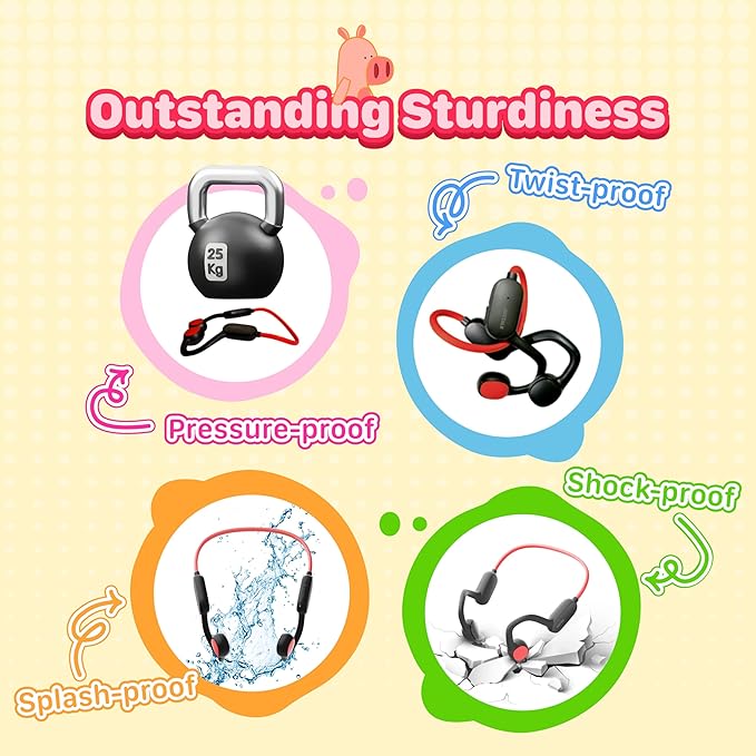 Kids Headphones, Air Conduction Wireless Open Ear Headphones for Kids, Bluetooth 5.4, 85dB Hearing Protection, Memory Titanium Neckband,MEMS Mic Built in1