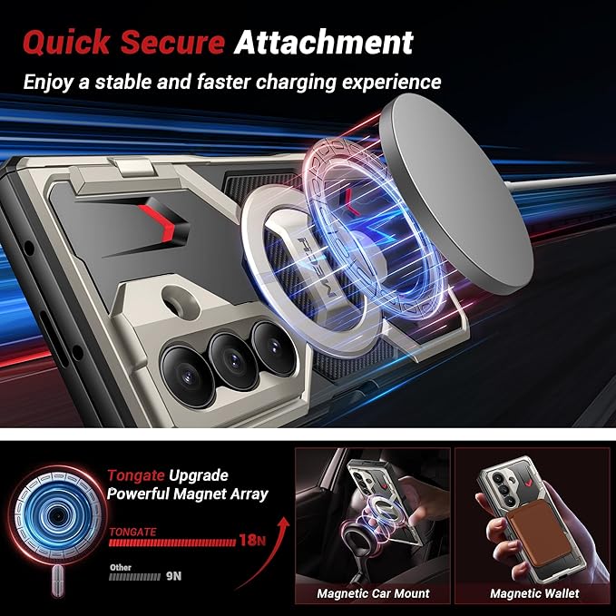 TONGATE 360° Spin Magnetic Stand for Z Fold 7 Case with Privacy Screen Protector, [Compatible with Magsafe] [Anti Spy] [360° Ring Holder] Full-Body Shockproof Case for Samsung Galaxy Z Fold 7, Tigray