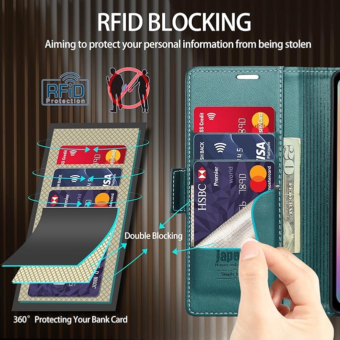 japezop iPhone 15 Plus 5G Wallet Case with [RFID Blocking],Card Holder Kickstand Magnetic,Leather Flip Case Wallet for iPhone 15 Plus 5G 6.7 Inch (Fashion Green)