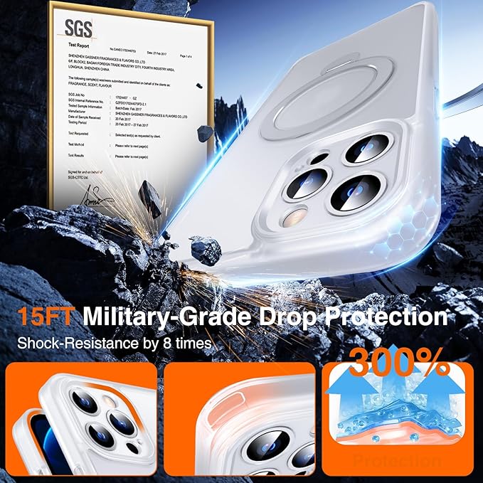 360° O-Ring MagStander for iPhone 12 Pro Max Case with Magnetic Kickstand Ring Holder [Compatible with MagSafe][360°Rotate Stand][Military Shockproof] iPhone 12 Pro Max Phone Cover Matte Clear