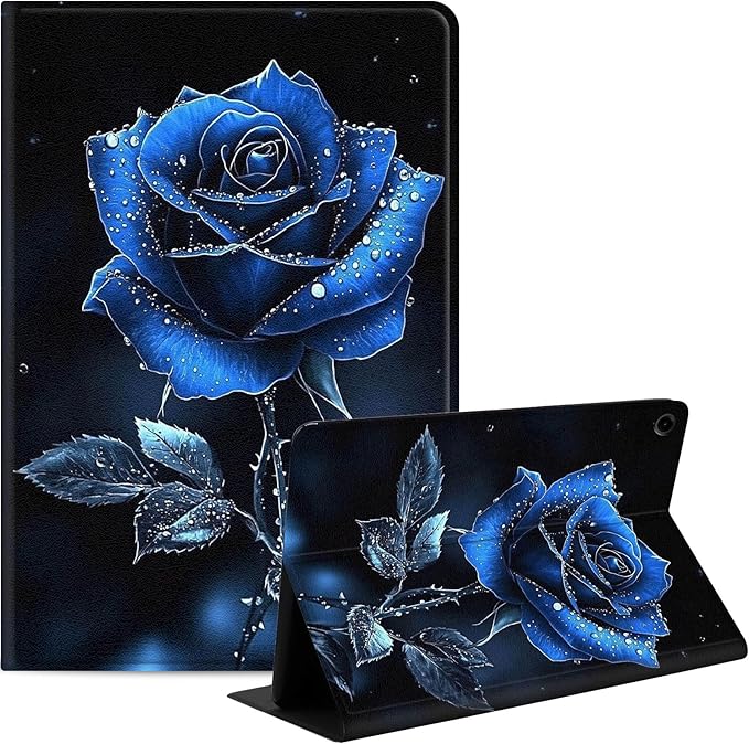 Case for Samsung Galaxy Tab A9 8.7-Inch 2023, Slim PU Leather Stand Cover with Auto Wake/Sleep, Multi-Angle Viewing & Shockproof, Blue Rose