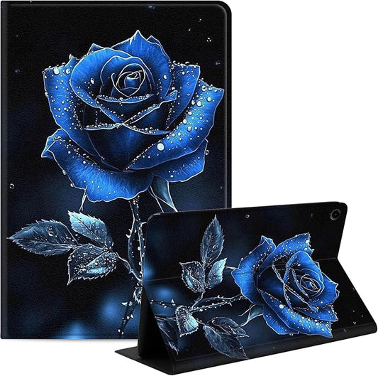 Case for Samsung Galaxy Tab A9 8.7-Inch 2023, Slim PU Leather Stand Cover with Auto Wake/Sleep, Multi-Angle Viewing & Shockproof, Blue Rose