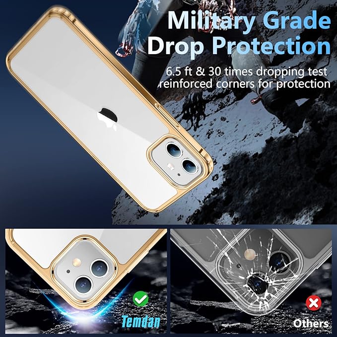 Temdan for iPhone 12 Case for iPhone 12 Pro Case,[Not Yellowing] Slim Shockproof Phone Case-White