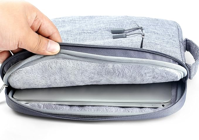 Megoo 12inch Laptop Sleeve with Accessory Pouch for Microsoft Surface Pro 12/7/6/5/4/3 12.5", Laptop Go 3/2 12.4", Carry Case for 11"-12.5" Chromebook Tablet(Gray with Charger Case)