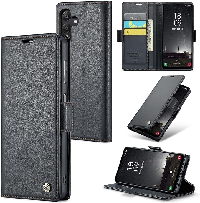 for Samsung Galaxy A25 5G Case, Premium PU Leather Wallet Case Flip Cover with [RFID Blocking][Card Holder][Stand Function] Shockproof Protective for Samsung Galaxy A25, Black