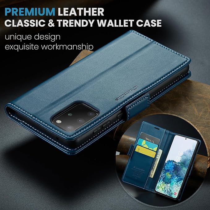 Case for Samsung Galaxy S20 Plus Wallet Case, RFID Blocking PU Leather Flip Folio Cover Card Holder Kickstand Shockproof Phone Case Compatible with Samsung Galaxy S20 Plus, Blue