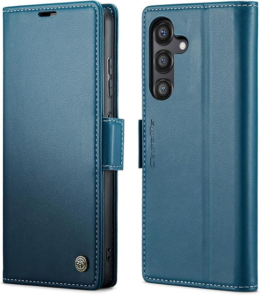 SINIANL for Samsung Galaxy S24 FE Wallet Case with RFID Blocking, Samsung S24 FE Case Wallet for Men Women with Card Holder Magnetic Clasp Kickstand Leather Book Folio Case for Galaxy S24 FE Blue