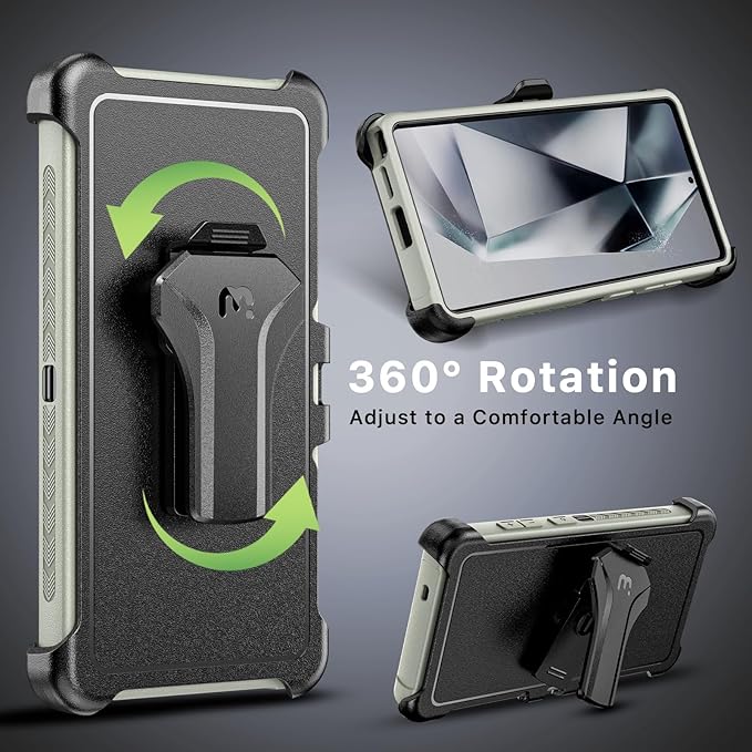 M MYBAT PRO Maverick Series for Samsung Galaxy S25 Ultra Case with Belt Clip Holster, 6.9 inch, Heavy Duty Military Grade Drop Protective Case w 360° Rotating Stand (No Screen Protector)