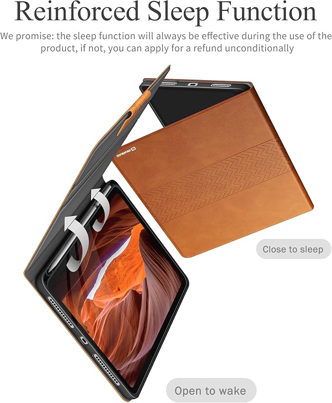 auaua Case for iPad (A16) 11th Generation 11 Inch 2025, iPad 10th Generation 10.9 Inch 2022, with Pencil Holder, Auto Sleep/Wake, Adjustable Stand, PU Leather (Brown)