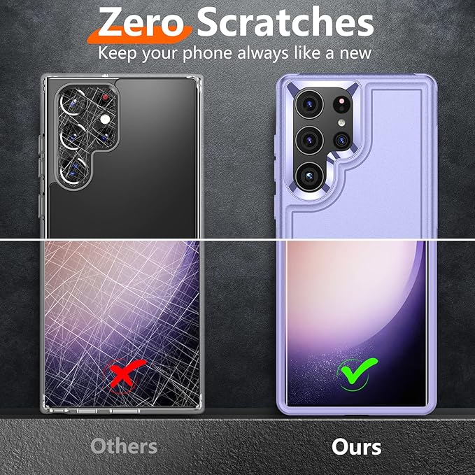 Red2Fire for Samsung Galaxy S23 Ultra Case, [Military Grade Drop Protection] Non-Slip Heavy Duty Full Body Shockproof Protection Phone Case for S23 Ultra Case 6.8 inch, Light Purple