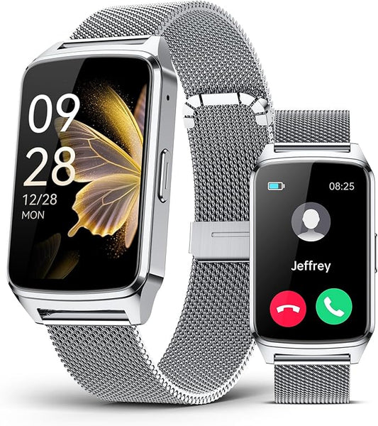 Fitness Tracker Watch for Women Men, Step Counter Work For iPhone and Android, IP68 Waterproof, Activity Track with Calorie, Sleep Monitor, 110+ Sports Modes Pedometer Smart Smartwatch (Silver, 1.57)