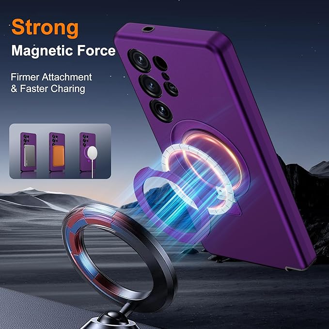 Designed for Samsung Galaxy S25 Ultra Case with Magnetic Ring Stand [Compatible with Mag-Safe][Military Grade Drop Protection][Build in Kickstand] S25 Ultra Phone Case 6.9",Purple