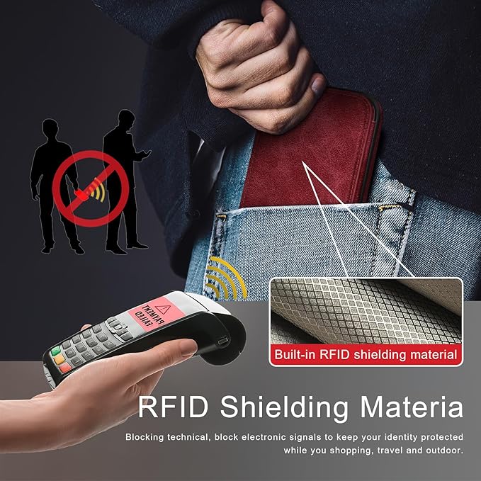 DJDUCK Designed for iPhone 14 Case Wallet with Card Holder, [Magnetic Clasp Cover] [RFID Blocking Leather Protection] Shockproof Women Men Cases 6.1 Inch for Apple 14 Red