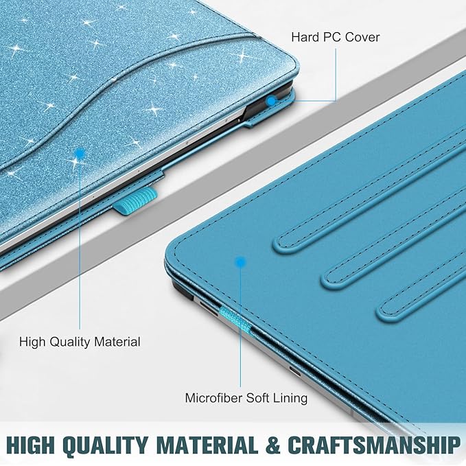 Fintie Case for Samsung Galaxy Tab S10 Lite/ S10 FE/ S9 FE 5G 10.9 Inch/Tab S9 11 Inch with S Pen Holder, Multi-Angle Viewing Protective Cover with Pocket, Auto Sleep/Wake, Glittering Blue