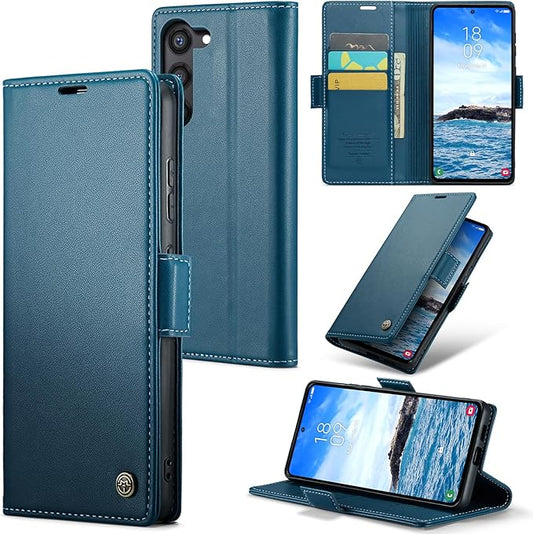 Case for Samsung Galaxy S24 Plus Wallet Case, RFID Blocking PU Leather Flip Folio Cover Card Holder Kickstand Shockproof Phone Case Compatible with Samsung Galaxy S24 Plus, Blue