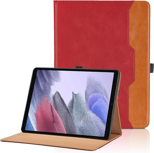 Case for Samsung Galaxy Tab A7 Lite 8.7 Inch 2021 (SM-T227/T225/T220) - PU Leather Business Flip Case with Hand Strap and Pocket, Red