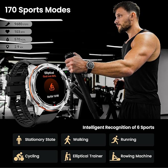 KOSPET Tank T3 Ultra 2 Smart Watch GPS for Men, 5ATM Waterproof, Pressure&Altitude&Compass, Extra-Large Battery, Full Metal Body Rugged Military Smartwatch Bluetooth Calling-1.43” AMOLED Display