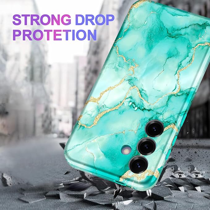 Casetego for Galaxy S25 Plus Case,Compatible with MagSafe,[Military Grade Drop Test] Full Body Protection Slim Shockproof Rugged Marble Women Case for Samsung Galaxy S25 Plus 6.7 inch,Turquoise