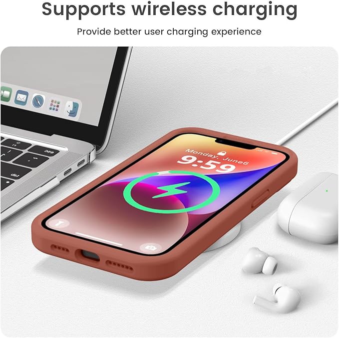 Vooii Compatible with iPhone 13 Pro Case, Liquid Silicone Upgrade [Camera Protection] [Soft Anti-Scratch Microfiber Lining] Shockproof Phone Case for iPhone 13 Pro 6.1 inch - Caramel