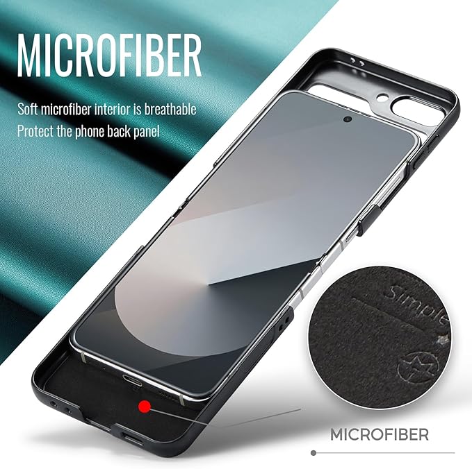 for Samsung Galaxy Z Flip 6 Case, Premium PU Leather Case Anti Scratch Slim Phone Shockproof Protective Phone Cover for Samsung Galaxy Z Flip6, Blue-Green