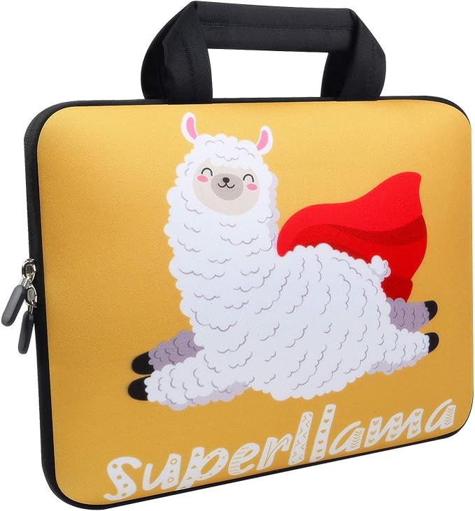 Violet Mist 11 11.6 12 Inch Laptop Sleeve Funny Llama Pattern Laptop Carrying Bag Case with Handle Cute Protective Neoprene Notebook Tablet Computer Travel Cover Pouch Briefcase, Flying Llama
