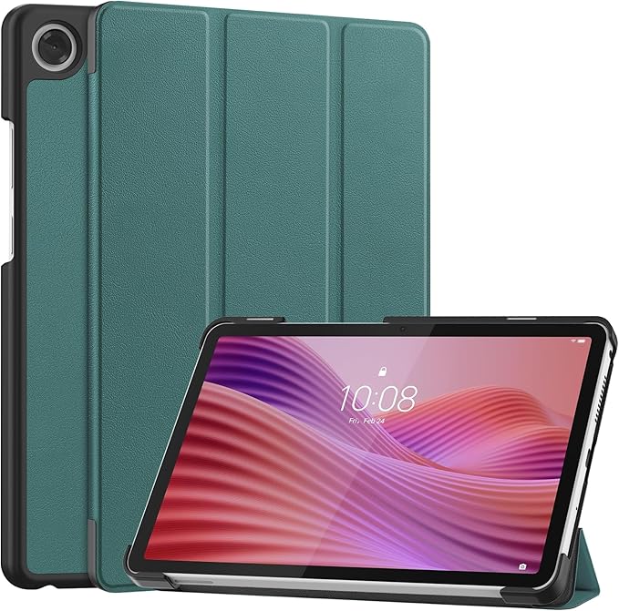 Case for Lenovo Tab One 8.7'' / Tab K9 Case, Folding Folio Ultra-Thin PU Leather Stand Case Cover with Auto Wake/Sleep for Lenovo Tab K9 8.7 Inch Blackish Green