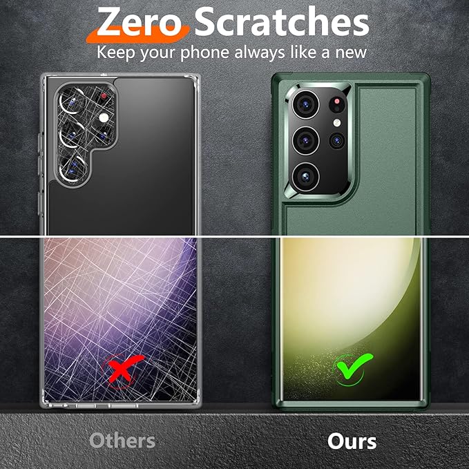 Red2Fire for Samsung Galaxy S23 Ultra Case, [Military Grade Drop Protection] Non-Slip Heavy Duty Full Body Shockproof Protection Phone Case for S23 Ultra Case 6.8 inch, Deep Green