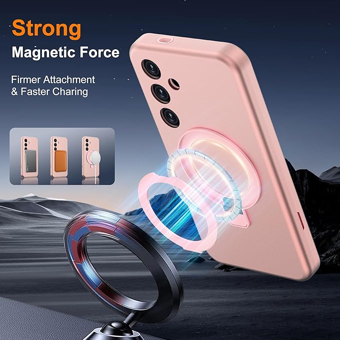 Designed for Samsung Galaxy S24 Plus Case with Magnetic Ring Stand [Compatible with Mag-Safe][Military Grade Drop Protection][Build in Kickstand] Shockproof S24+ Phone Case 6.7",Rose Gold