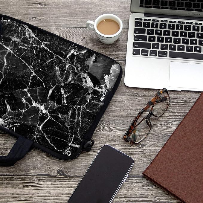 RICHEN 10 inches Messenger Bag Carrying Sleeve with Handle Accessory Pocket Fits 7 to 10-Inch Laptop/Notebook/ebooks/Kids Pad (7-10.2 inch, Black Marble)