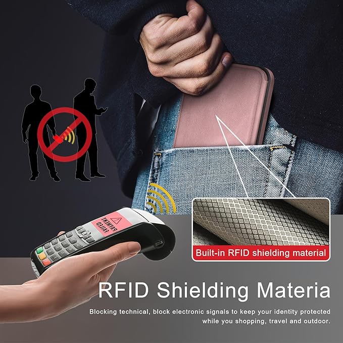 DJDUCK Designed for Samsung Galaxy S25 Case Wallet with Card Holder, [Magnetic Clasp Cover] [RFID Blocking Leather Protection] Shockproof Women Men Cases for Samsung S25 Pink