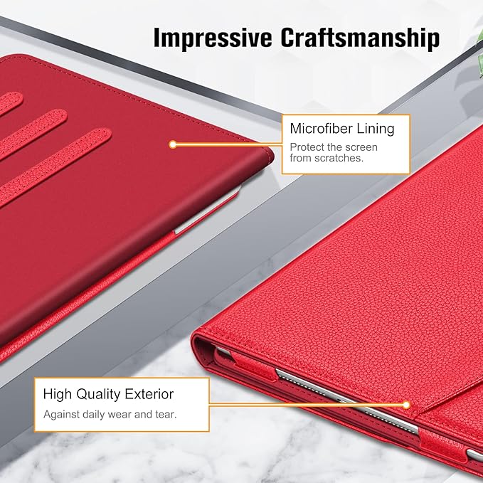 Fintie Case for iPad 9th / 8th / 7th Generation (2021/2020/2019) 10.2 Inch - [Corner Protection] Multi-Angle Viewing Stand Cover with Pocket & Pencil Holder, Auto Sleep Wake, Red