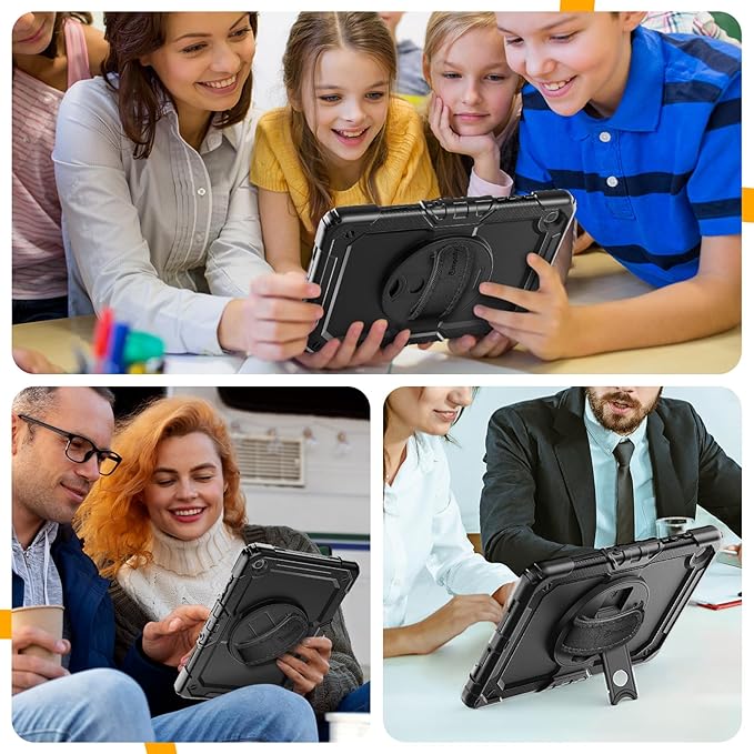 Timecity for Samsung Galaxy Tab A9+/ A9 Plus Case 11 inch, Full-Body Protective with Screen Protector, Rotating Stand/Handle and Shoulder Strap for Galaxy A9+ Tablet Case (SM-X210/X216/X218)- Black