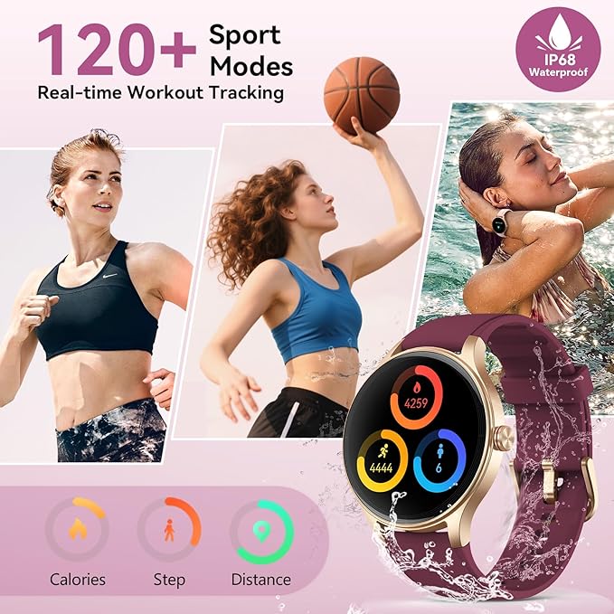 Smart Watches for Women/Men, 40mm HD Smartwatch Fitness Tracker with Bluetooth Calls (Make/Answer), Heart Rate/SpO2/Sleep Monitor, 7 Days Battery, IP68 Waterproof - Purple
