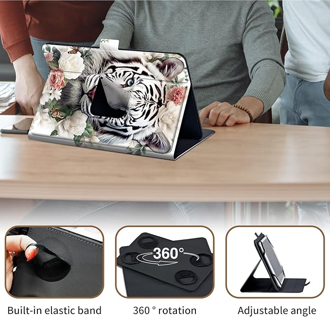 Case for Lenovo Tab P11 Pro Gen 2 11.2" 2022,Mxfdegf 360 Degree Rotating Stand and Magnetic Closure Case for 11.2 inch Lenovo Tab P11 Pro 2nd Generation,White Tiger/Butterfly