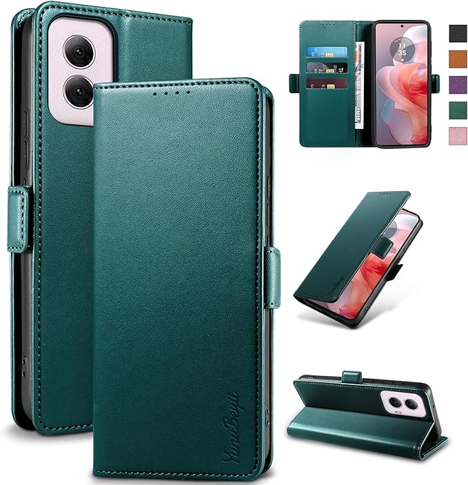 Wallet Flip Case for Moto G Power (2024) - [RFID Blocking] Luxury PU Leather Card Holder Magnetic Phone Cover with Kickstand,Shockproof Protective Case,Green