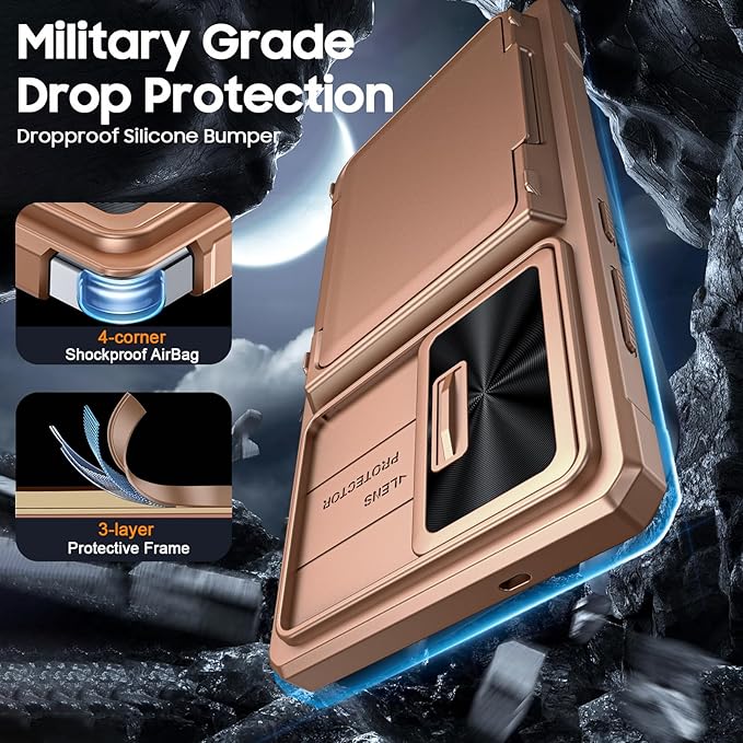 for Samsung Galaxy S25 Ultra Case Wallet with RFID [Cards Holder][Camera Cover][Edge Raised] Full Body Shockproof Silicone Protective Phone Case for Galaxy S25 Ultra 6.9" 2025 (Desert Gold)