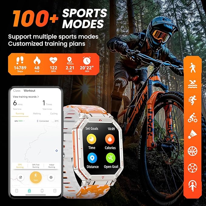 Military Smart Watch for Men with GPS/Compass，GPT Voice Assistant，Smartwatch with LED Flashlight，2.01"HD Display Bluetooth Call，Fitness Tracke with Multiple sports Modes，Compatible with Android & iOS