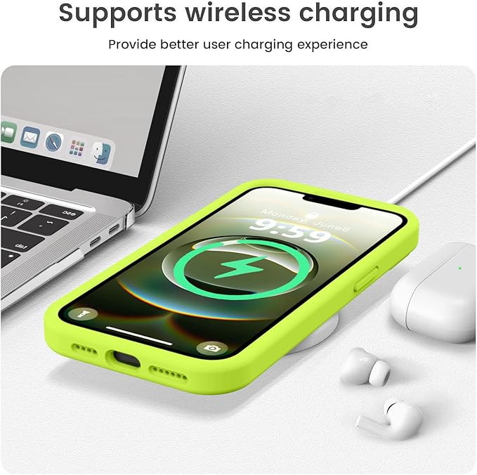 Vooii Compatible with iPhone 16e Case, Liquid Silicone Upgrade [Camera Protection] [Soft Anti-Scratch Microfiber Lining] Shockproof Phone Case for iPhone 16e 6.1 inch - Fluorescent Green