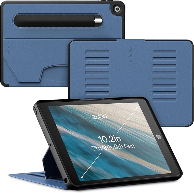 ZUGU CASE for 10.2 Inch iPad 7th / 8th / 9th Generation Case (2021/2020/2019), Protective, Thin, Sleek Design, Magnetic Stand, Sleep/Wake Cover, Magnetic Cover, Slate Blue