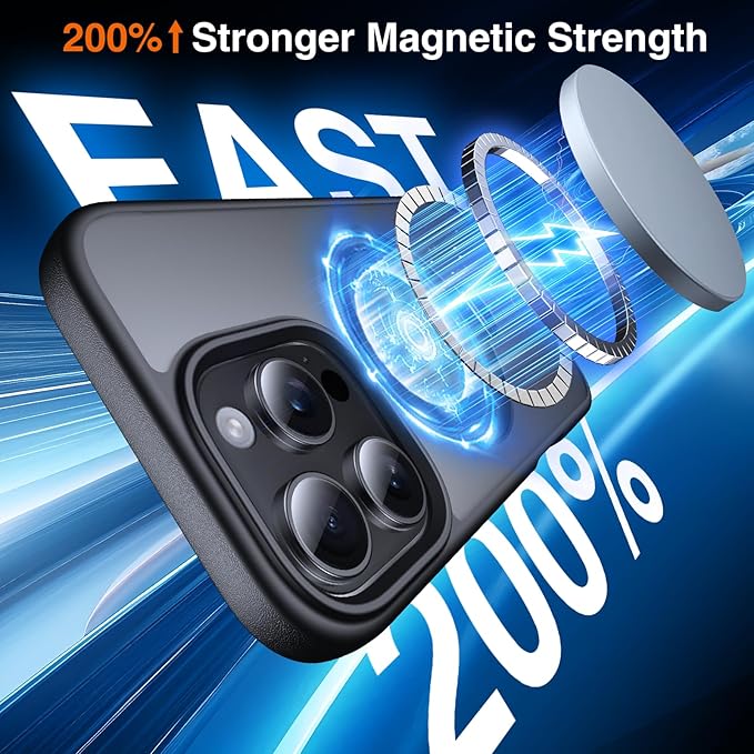 360° O-Ring MagStander for iPhone 15 Pro Case with Magnetic Kickstand Ring Holder [Compatible with MagSafe][360°Rotate Stand Ring][Military Shockproof] iPhone 15 Pro Phone Cover Matte Black