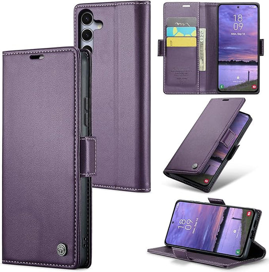 for Samsung Galaxy S25 Plus Case, Premium PU Leather Wallet Case Flip Cover with [RFID Blocking][Card Holder][Stand Function] Shockproof Protective for Samsung Galaxy S25 Plus, Purple
